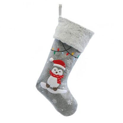Grey Penguin Stocking - Christmas Decoration