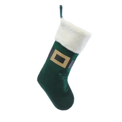 Dark Green Santa Belt Stocking - Christmas Decoration