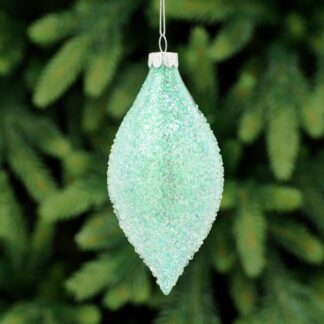 Green Ice Textured Glass Olive - Christmas Tree Decoration