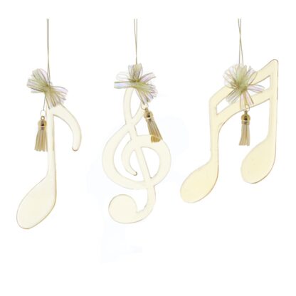 Pack of Three Gold And Ivory Music Notes - Christmas Tree Decoration
