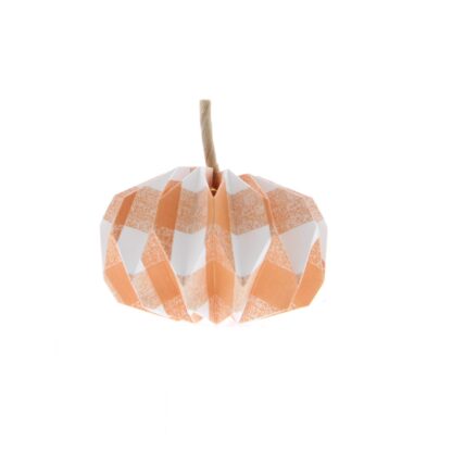 Orange And White Foldable Paper Pumpkin With Stem - Halloween Decoration