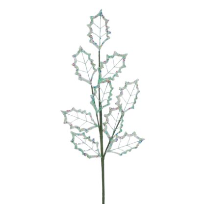 Green Glitter Holly Stem - Christmas Decoration