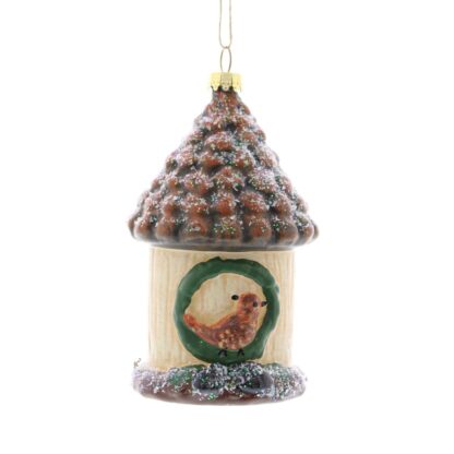 Plastic Glitter Bird House - Christmas Tree Decoration