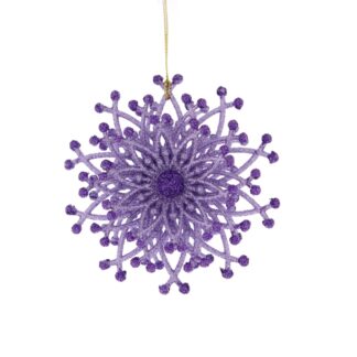 Hanging Lilac Glitter Acrylic Snowflake - Christmas Tree Decoration