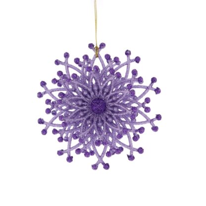 Hanging Lilac Glitter Acrylic Snowflake - Christmas Tree Decoration