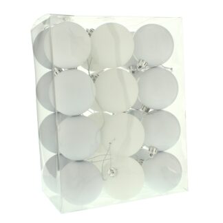 White Bauble Selection - Pack of 24 - Christmas Tree Decoration