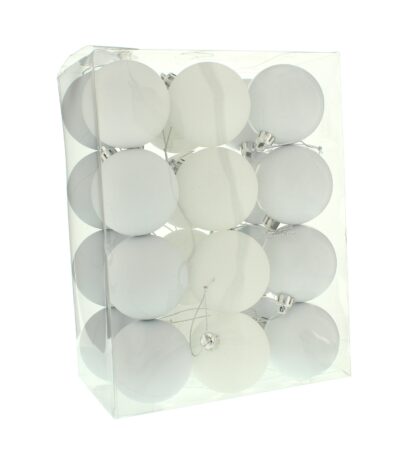 White Bauble Selection - Pack of 24 - Christmas Tree Decoration