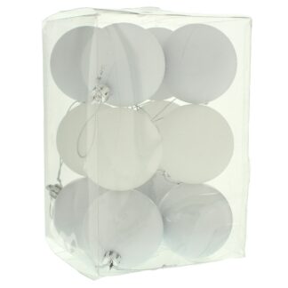 White Bauble Selection - Pack of 12 - Christmas Tree Decoration