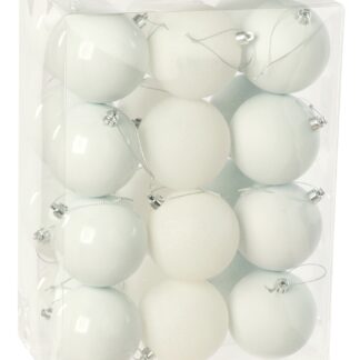 White Bauble Selection - Pack of 24 - Christmas Tree Decoration