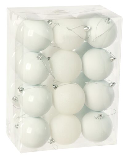 White Bauble Selection - Pack of 24 - Christmas Tree Decoration