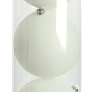 White Glitter Baubles - Pack of 3 - Christmas Tree Decoration