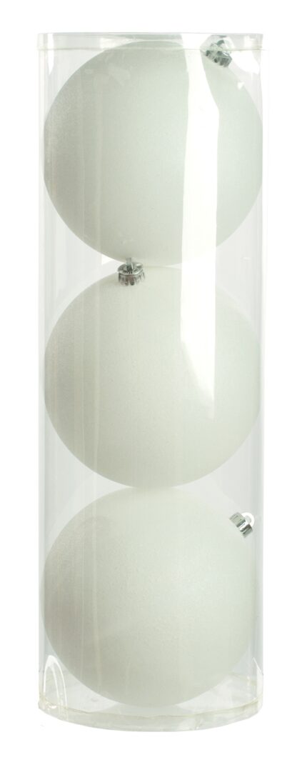White Glitter Baubles - Pack of 3 - Christmas Tree Decoration