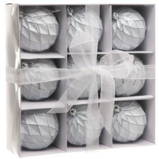 White Diamond Baubles - Christmas Tree Decoration - Pack of 9