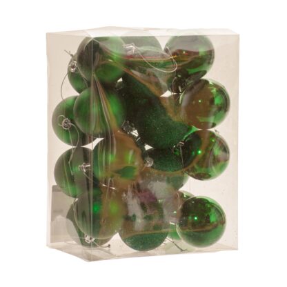 Rich Green Baubles - Christmas Tree Decoration - Pack of 24