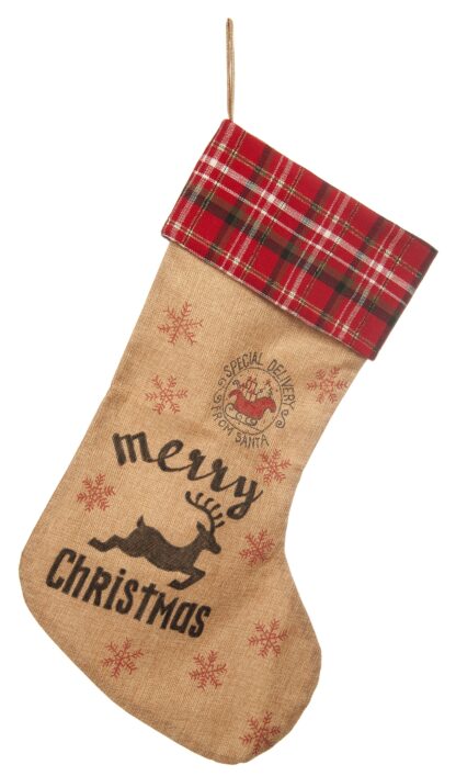 Hessian Tartan Christmas Stocking