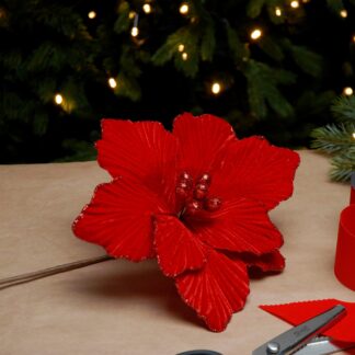 Red Velvet Magnolia Stem - Christmas Floristry Decoration