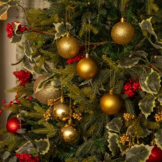 Gold Bauble Selection - Pack of 12 - Christmas Tree Decoration