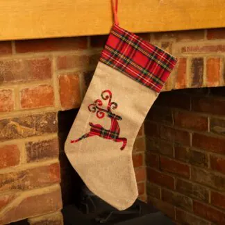 Tartan Reindeer Stocking - Christmas Stocking