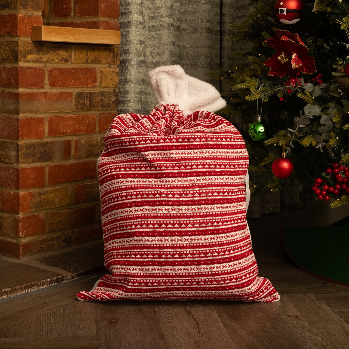 Scandi Patterned Christmas Present Sack - Christmas Decoration