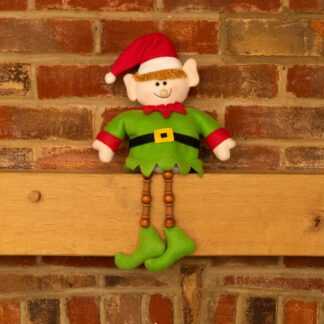 Plush Elf With Dangly Legs - Christmas Decoration