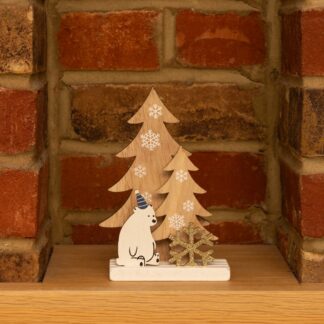 Wooden Polar Bear Ornament - Christmas Tree Decoration