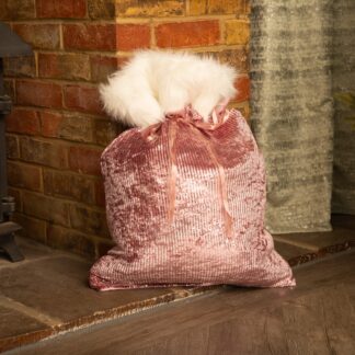 Pink Sequin Sack With White Fur Cuff - Christmas Decoration