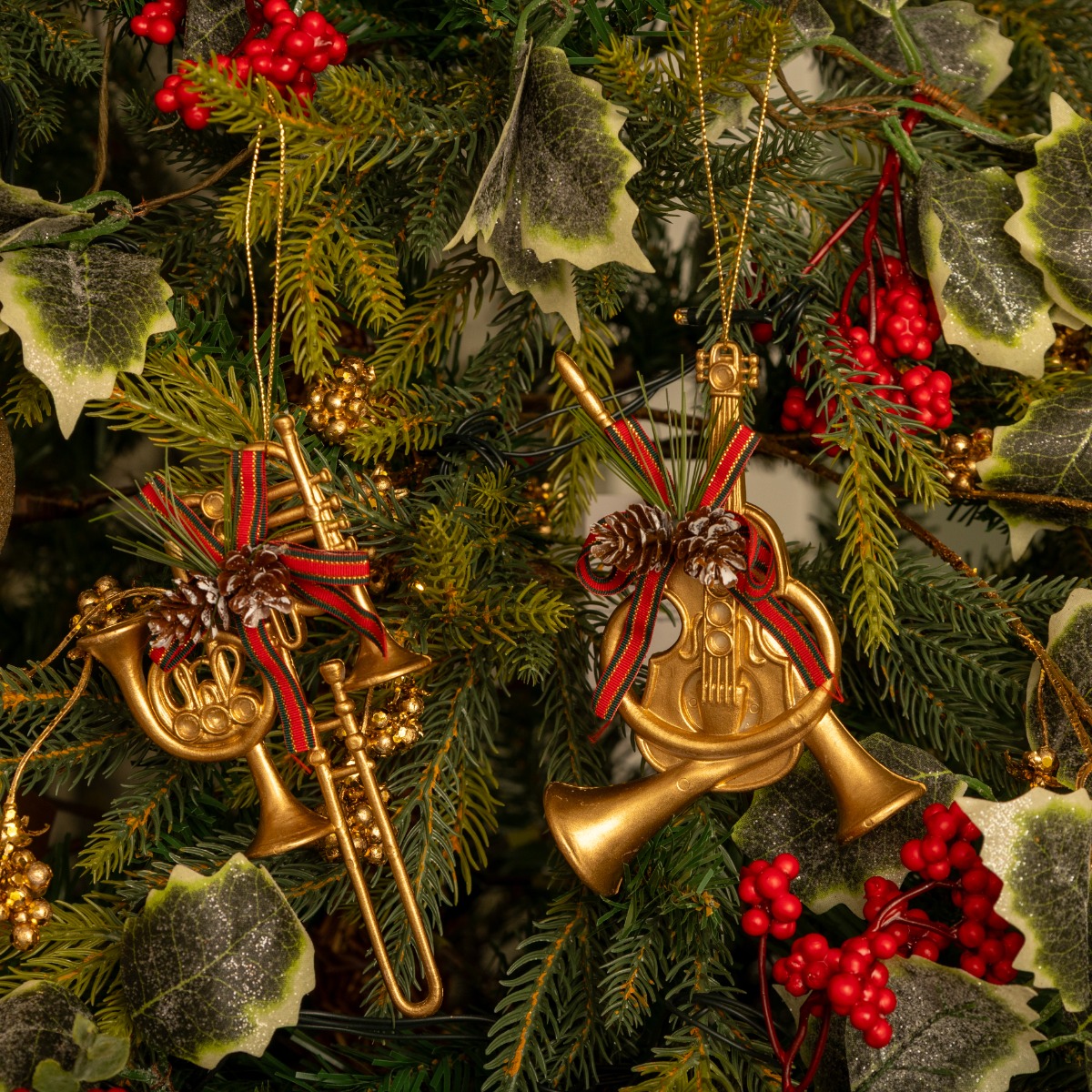 Pair of Gold Musical Instruments - Christmas Tree Decoration