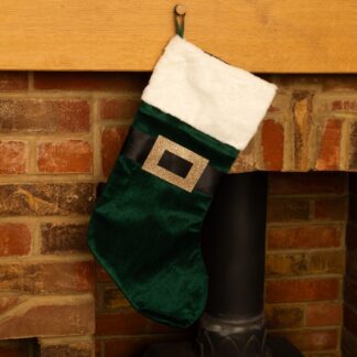 Dark Green Santa Belt Stocking - Christmas Decoration