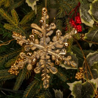 Hanging Gold Snowflake - Christmas Tree Decoration