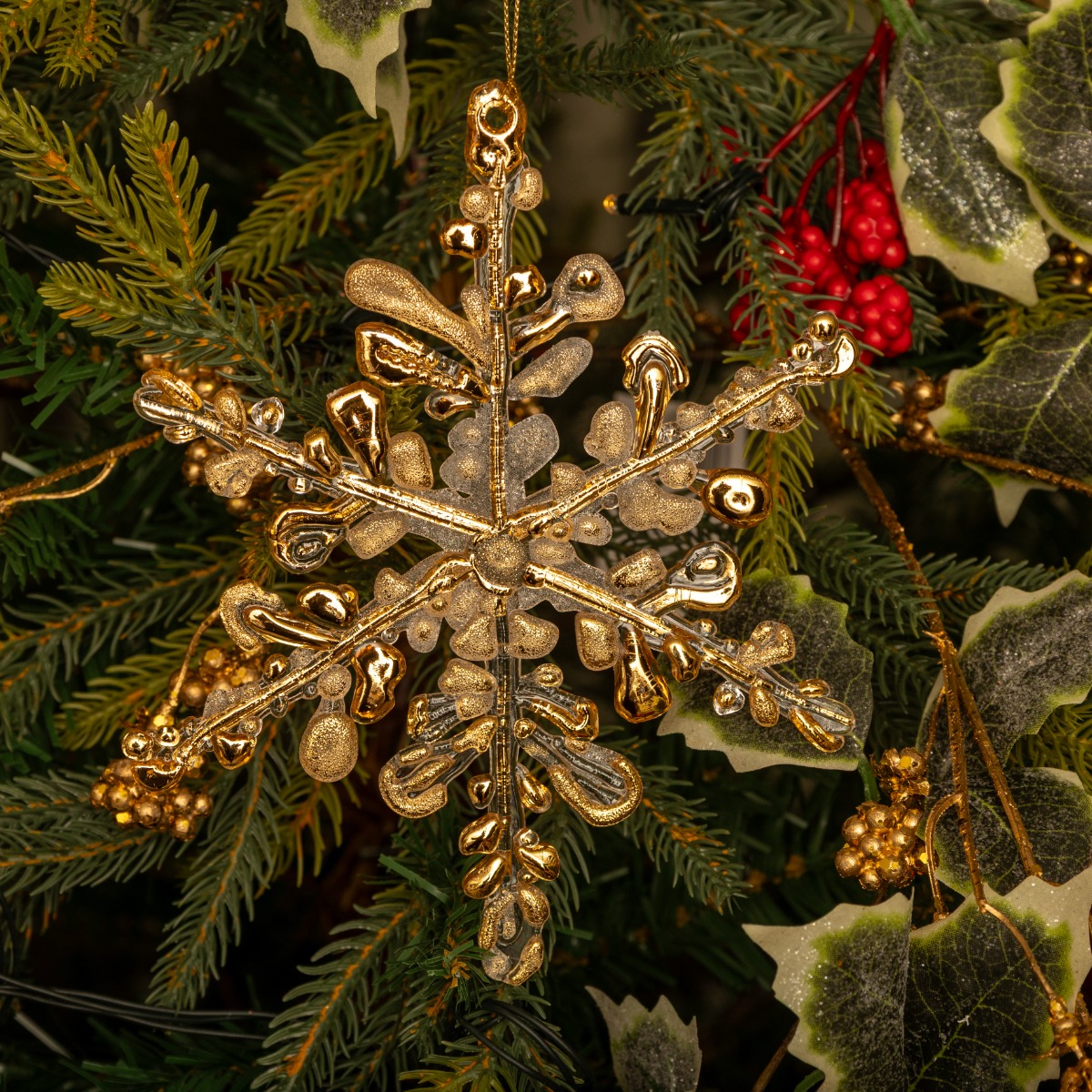 Hanging Gold Snowflake - Christmas Tree Decoration