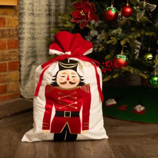 White With Red Cuff Nutcracker Sack - Christmas Decoration