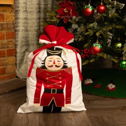 White With Red Cuff Nutcracker Sack - Christmas Decoration