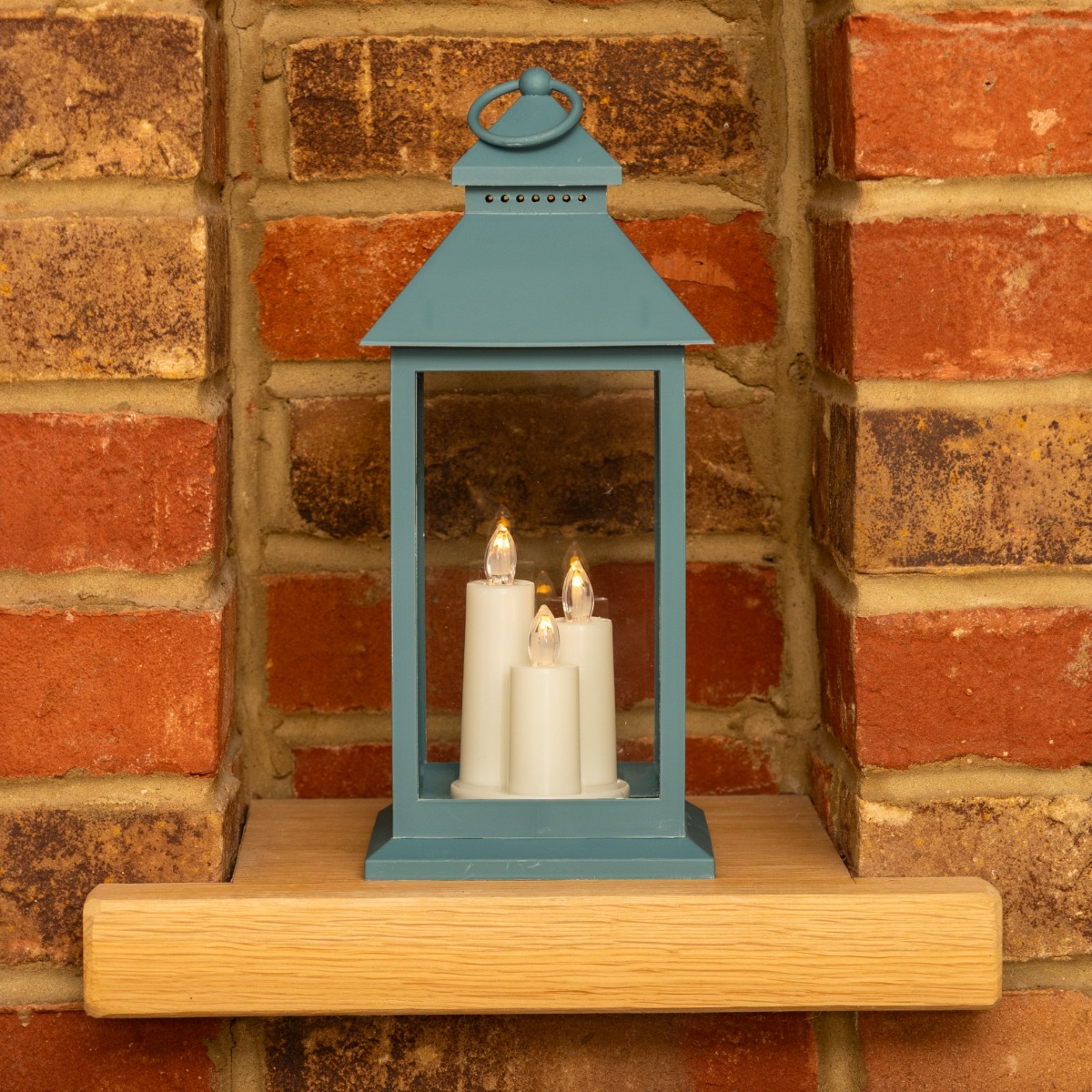 Blue Lantern in Warm White Light Candles - Christmas Decoration - 31cm