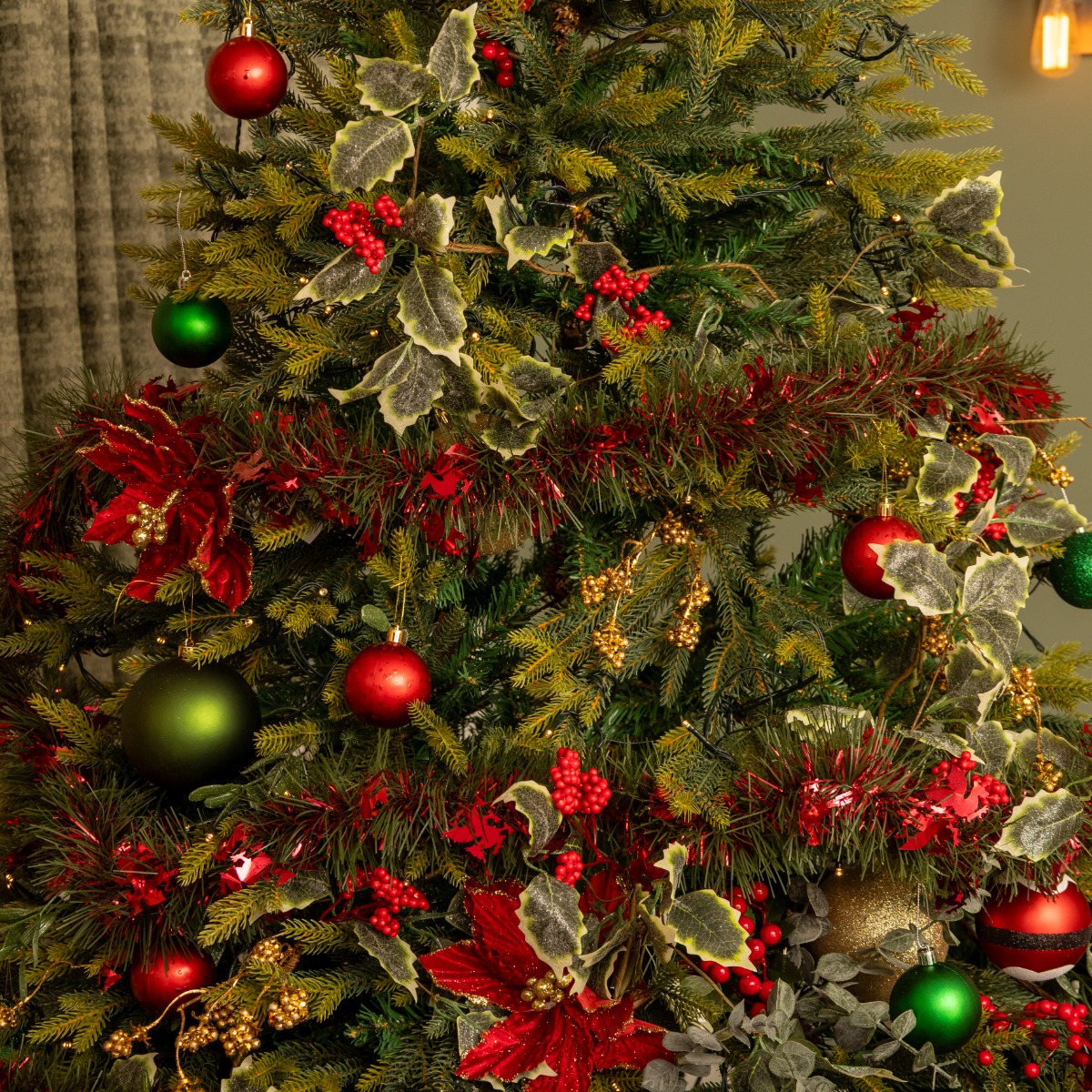 Extra Long Red And Green Dragon Tinsel - Christmas Tree Decoration - 10m