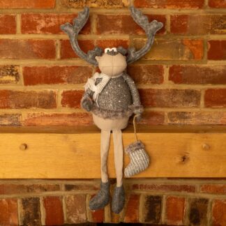 Dangly Legs Reindeer With Scarf - Christmas Decoration