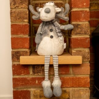 Led Sitting Dangly Legs Grey Reindeer - Christmas Decoration