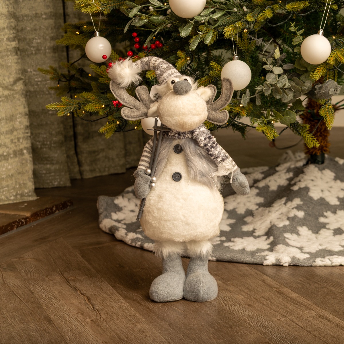 Led Light Standing Grey Reindeer - Christmas Decoration