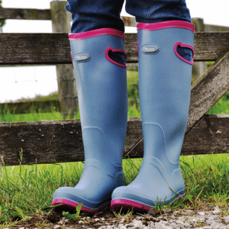 Blue & Pink Wellington Clip Boots - Size 7