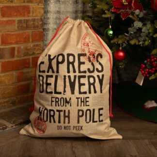 Express Delivery Hessian Sack - Christmas Decoration