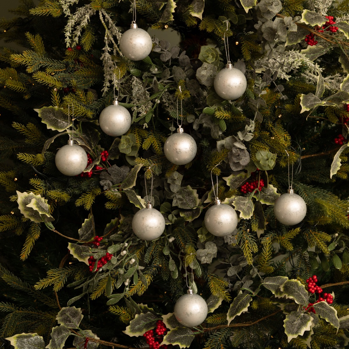 Silver Baubles - Pack of 12 - Christmas Tree Decoration