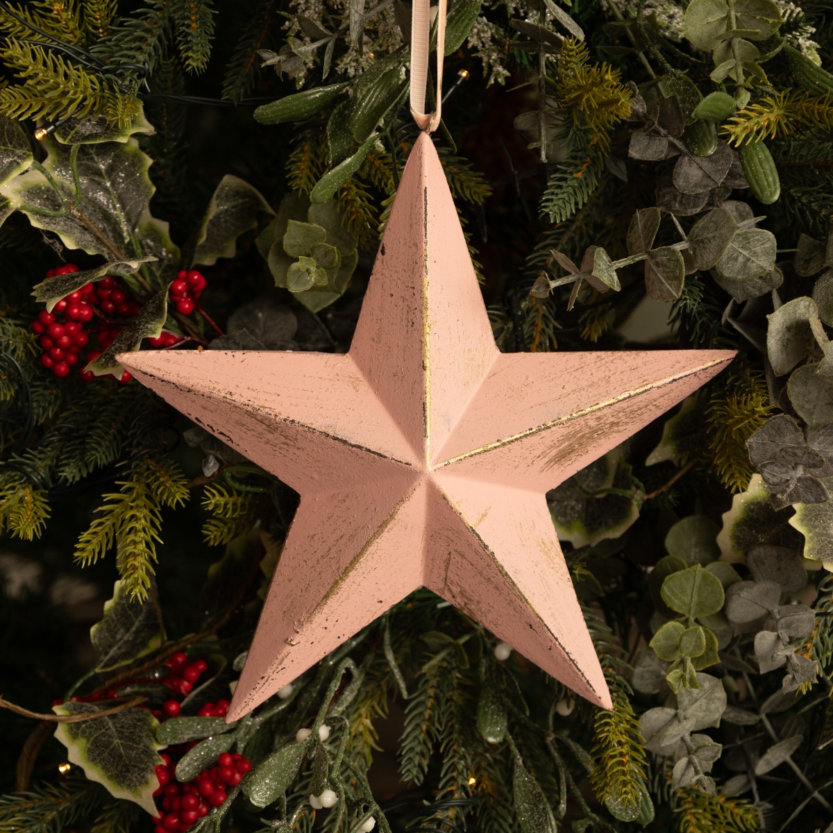 Wooden Light Pink Star - Christmas Tree Decoration