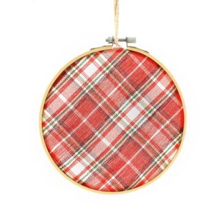 Traditional Tartan Embroidered Hoop - Christmas Tree Decoration