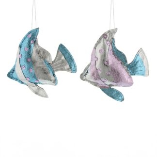 Butterfly Fish in Metallic Finish - Christmas Tree Decoration - Pack of 2