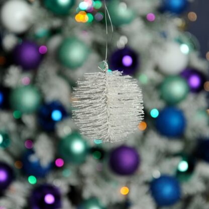 White Bristle Ball - Christmas Tree Decoration