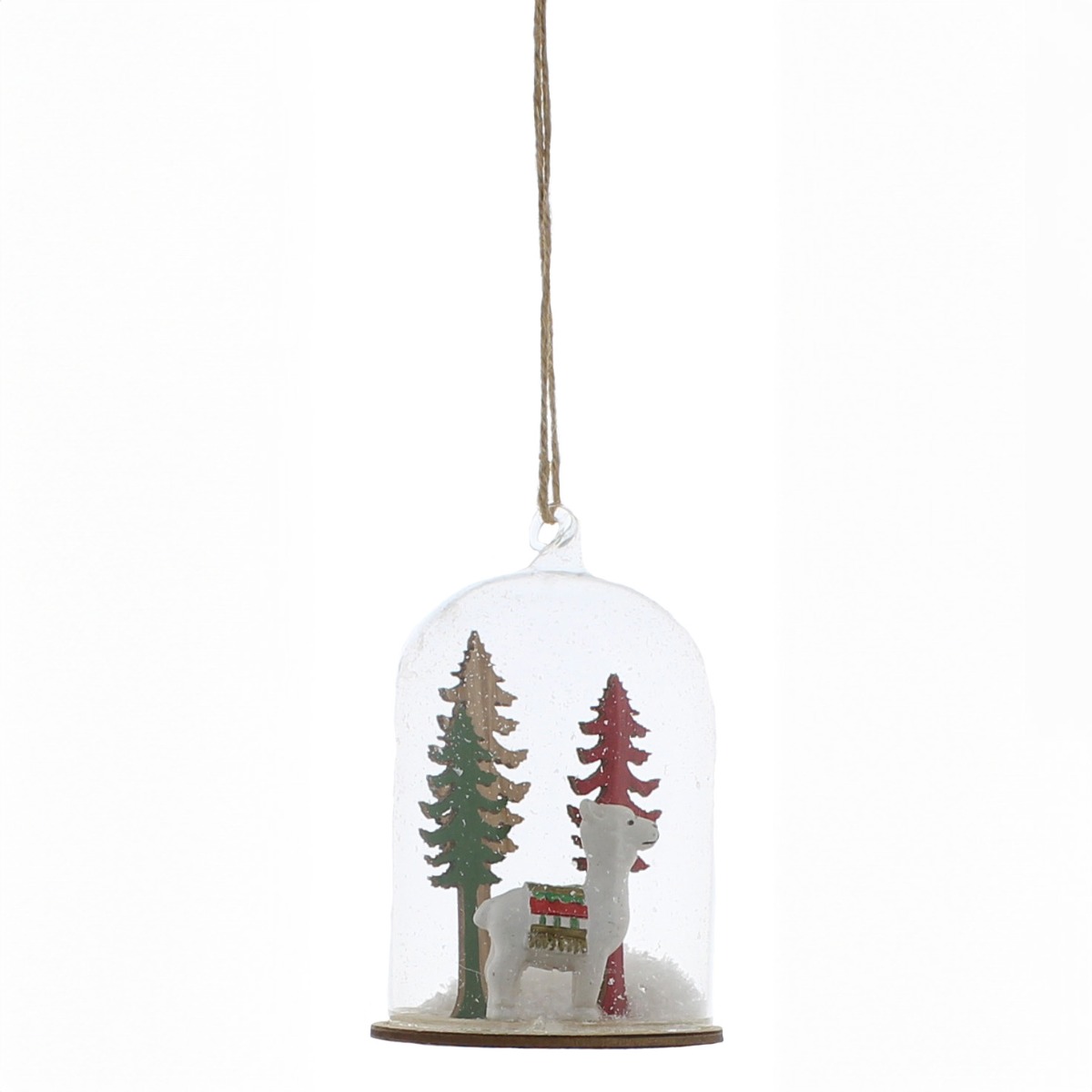 Clear Glass With Wooden Snow Scene Bauble - Christmas Tree Decoration