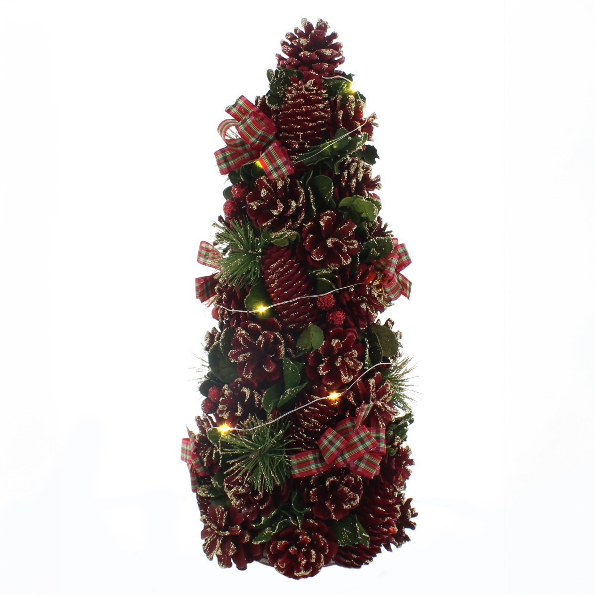 Battery Operated Lit Tartan Tree - Christmas Decoration