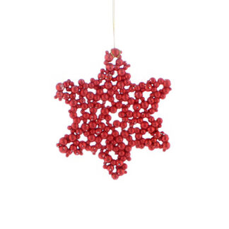 Red Glitter Textured Star - Christmas Tree Decoration