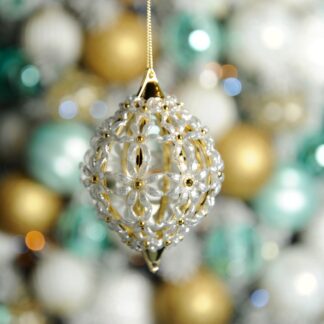 Gold Electroplated Pearl Flower Drop - Christmas Tree Decoration
