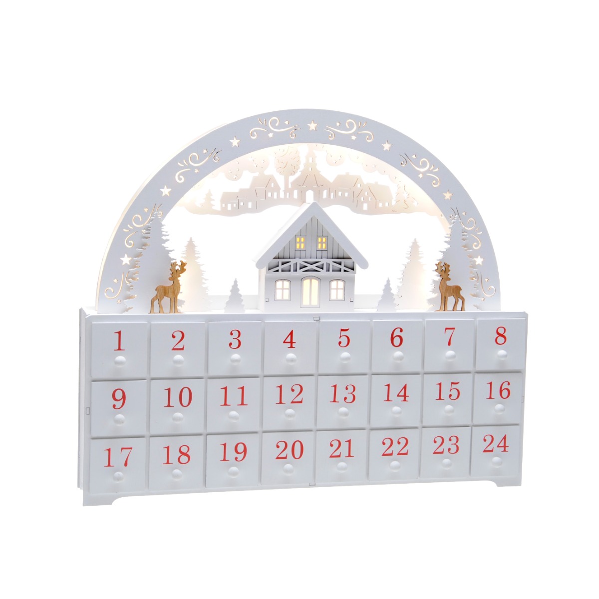 White Village Advent Scene - Christmas Decoration - Battery Operated