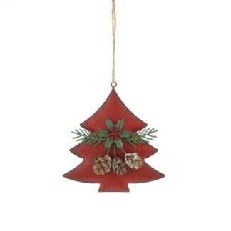 Hanging Metal Tree With Green Foliage Heart - Christmas Decoration